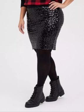 Torrid Black Sequin Skirt 1X